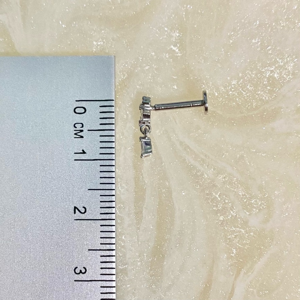 Elegant Sterling Silver Drop cartilage Earring - Picture 5 of 6